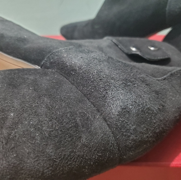 DOLCE VITA Varra Black Leather Suede Front Zip Chunky Heel Booties sz 10 - Picture 7 of 9